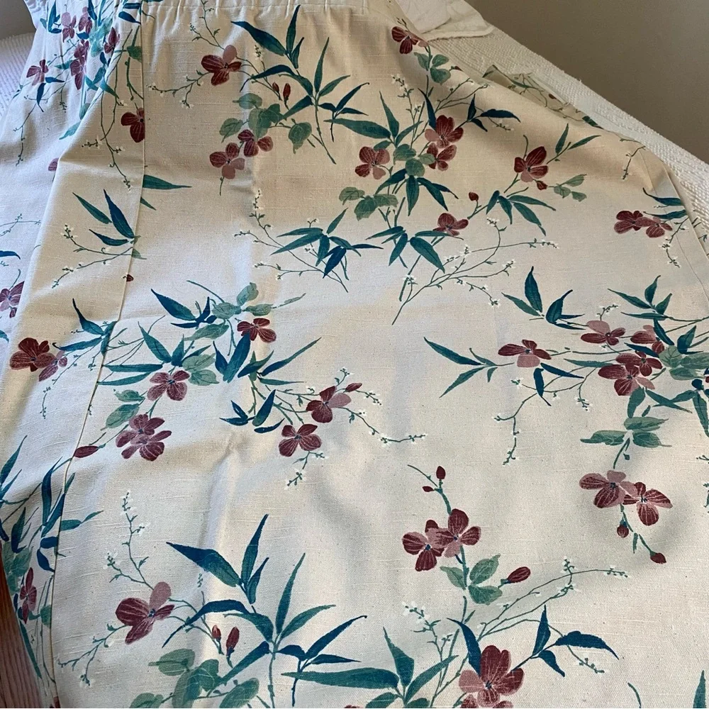 Vintage Floral Drapery Curtain Panel Screen Print 75”x80”